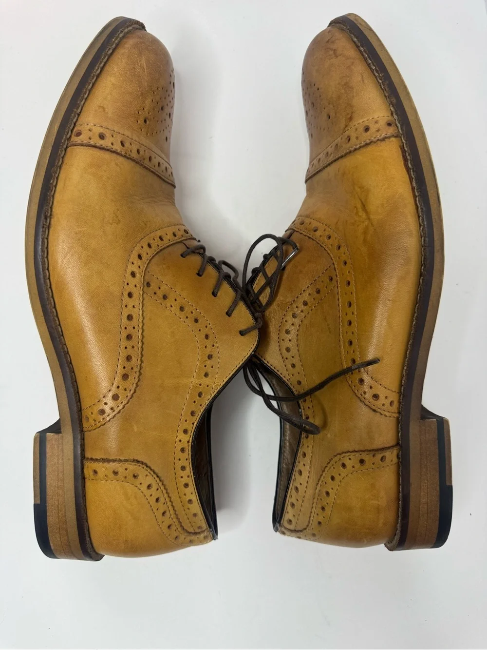 Aston Grey Kobe Brown Leather Oxford Brogues Men's Size 10